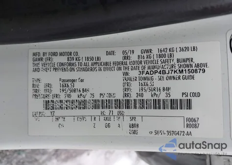 2019 Ford Fiesta Se from USA, damaged, VIN 3FADP4BJ7KM150879